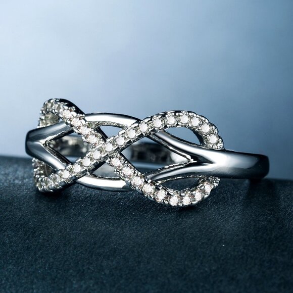 🎀 Infinity 925 Silver Unique designs Cross Ring for Women, VIP369 - Picture 1 of 4